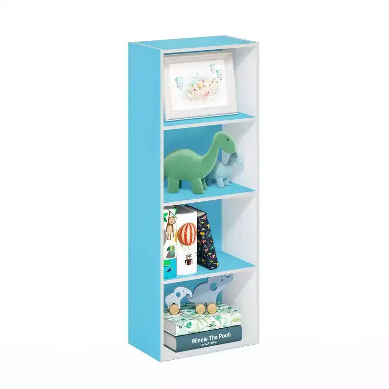 Furinno 4-Tier Open Bookcase 4-Cube Display Cabinet Floor Standing Storage Shelves Bookcase