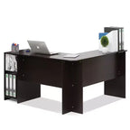 Furinno Scrivania ad angolo a L per computer, tavolo da studio e gaming con librerie aperte, espresso
