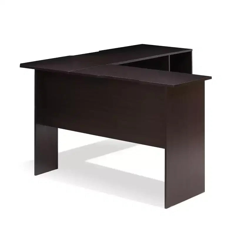 Furinno Scrivania ad angolo a L per computer, tavolo da studio e gaming con librerie aperte, espresso