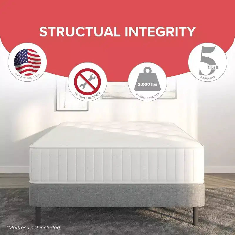 Hollywood Bed Frame Emerge Base Materasso Pieghevole con Gambe Collegabili Nere