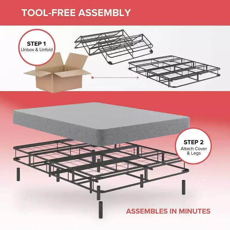 Hollywood Bed Frame Emerge Base Materasso Pieghevole con Gambe Collegabili Nere