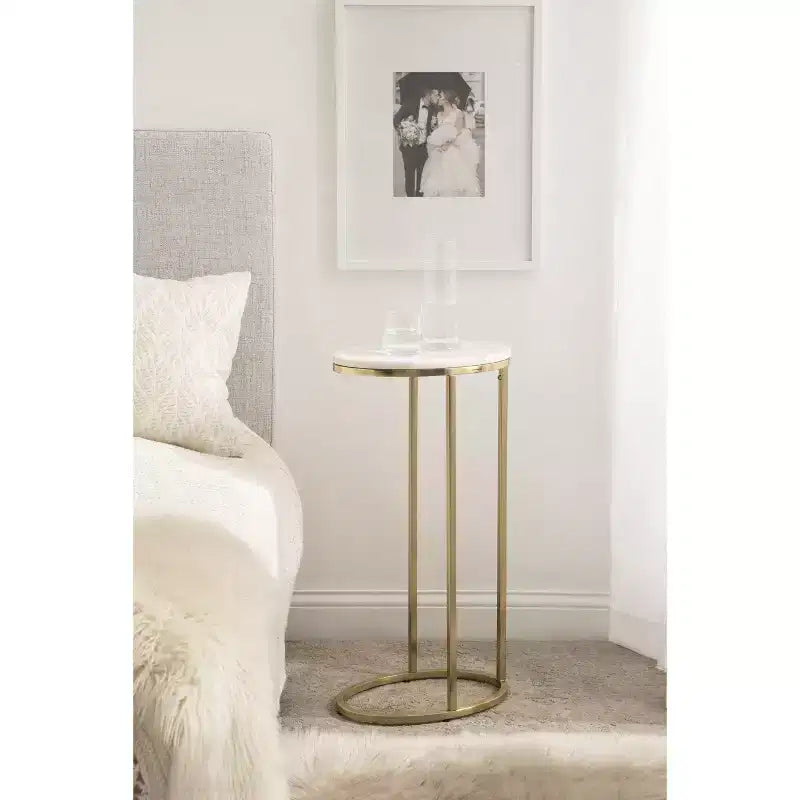 Kate and Laurel Natalli Oval Metal C Table, 14x9x28, Gold