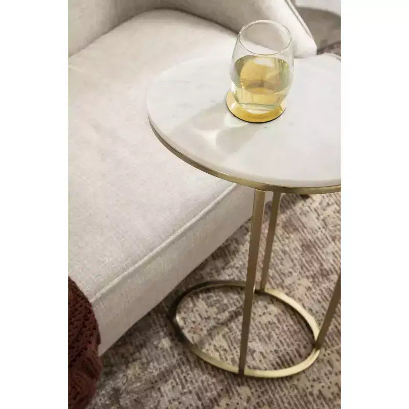 Kate and Laurel Natalli Oval Metal C Table, 14x9x28, Gold