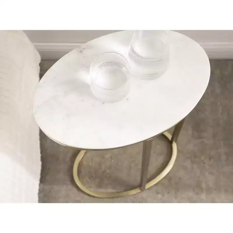 Kate and Laurel Natalli Oval Metal C Table, 14x9x28, Gold