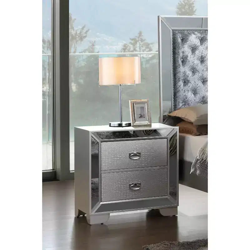 Passion Furniture Hollywood Hills 2-Drawer Nightstand (28 in. H x 28 in. W x 17 in. D)