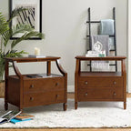 Bernadette Modern 2 - Tavolino da Notte con 2 Cassetti con Prese Integrate e Vassoio Portaoggetti Estraibile Set di 2|HULALA HOME