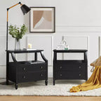 Bernadette Modern 2 - Tavolino da Notte con 2 Cassetti con Prese Integrate e Vassoio Portaoggetti Estraibile Set di 2|HULALA HOME