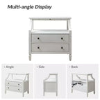 Bernadette Modern 2 - Tavolino da Notte con 2 Cassetti con Prese Integrate e Vassoio Portaoggetti Estraibile Set di 2|HULALA HOME