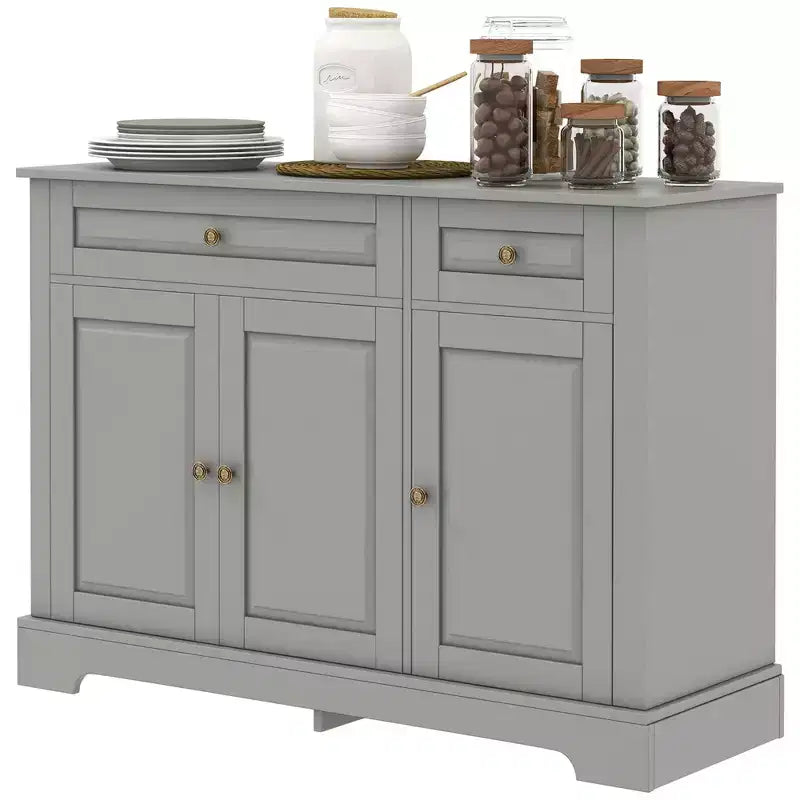 HOMCOM Sideboard Buffet Cabinet, Modern Kitchen Cabinet with 2 Drawers and Adjustable Shelves, Coffee Bar Cabinet for Living Room