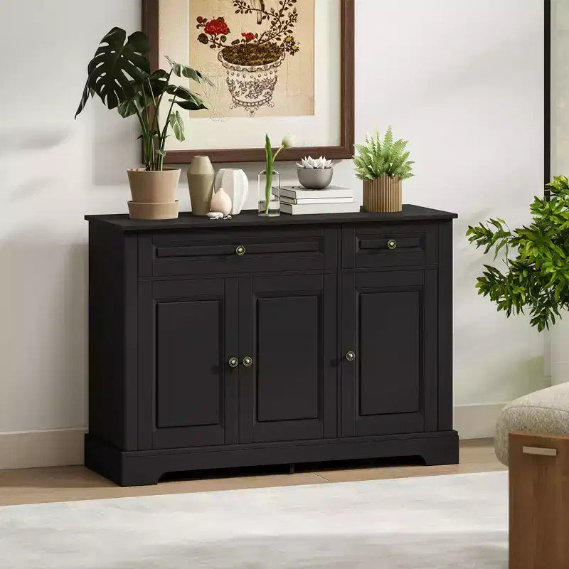 HOMCOM Sideboard Buffet Cabinet, Modern Kitchen Cabinet with 2 Drawers and Adjustable Shelves, Coffee Bar Cabinet for Living Room