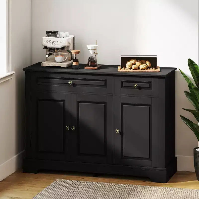HOMCOM Sideboard Buffet Cabinet, Modern Kitchen Cabinet with 2 Drawers and Adjustable Shelves, Coffee Bar Cabinet for Living Room