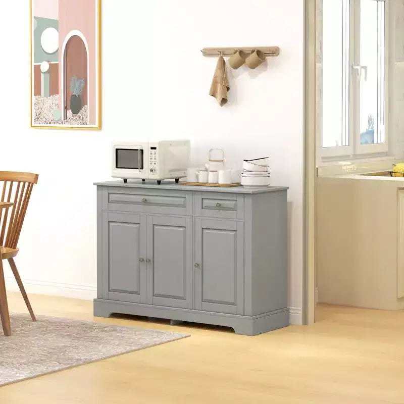 HOMCOM Sideboard Buffet Cabinet, Modern Kitchen Cabinet with 2 Drawers and Adjustable Shelves, Coffee Bar Cabinet for Living Room