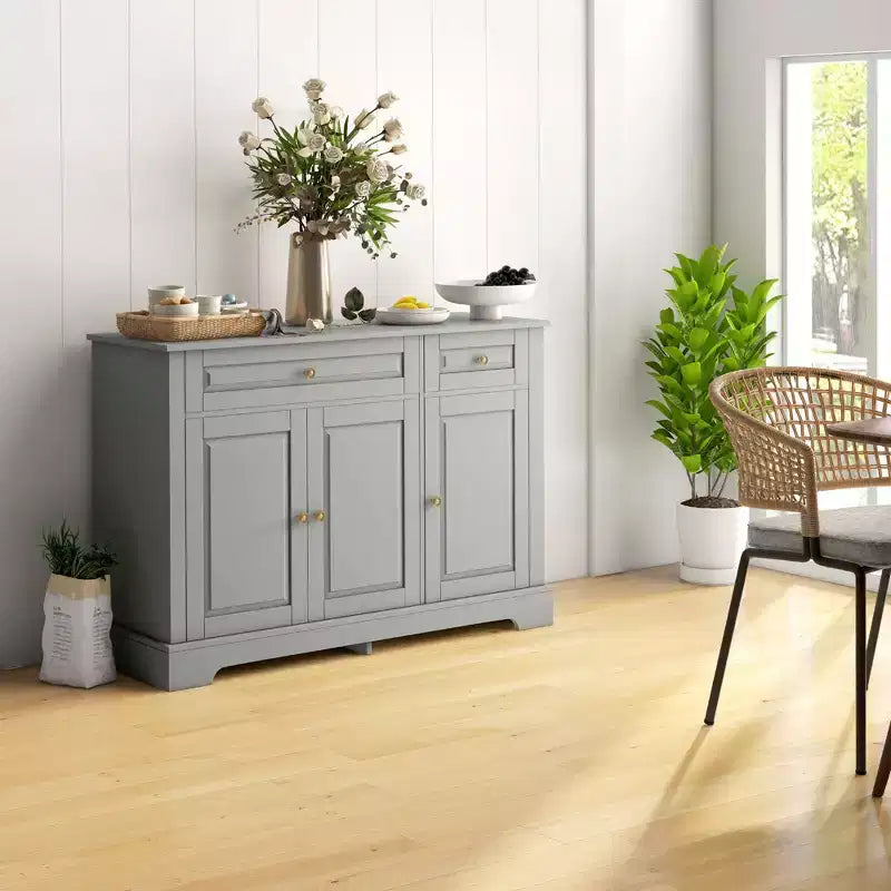 HOMCOM Sideboard Buffet Cabinet, Modern Kitchen Cabinet with 2 Drawers and Adjustable Shelves, Coffee Bar Cabinet for Living Room