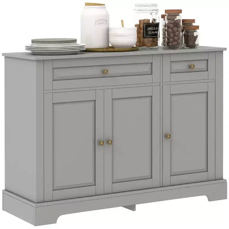 HOMCOM Sideboard Buffet Cabinet, Modern Kitchen Cabinet with 2 Drawers and Adjustable Shelves, Coffee Bar Cabinet for Living Room