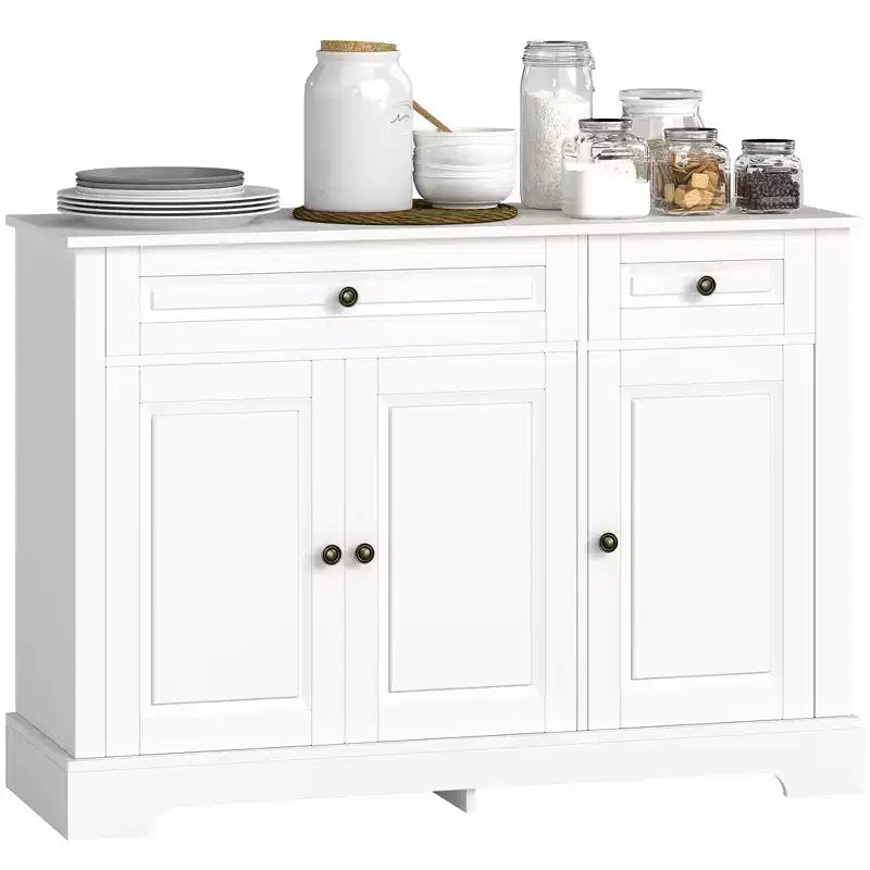HOMCOM Sideboard Buffet Cabinet, Modern Kitchen Cabinet with 2 Drawers and Adjustable Shelves, Coffee Bar Cabinet for Living Room