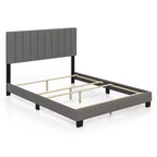 Costway Queen Upholstered Platform Bed Frame Mattress Foundation Box Spring Needed Gray