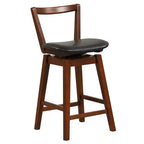 Costway Swivel Counter Height Bar Stool 26'' Upholstered PU Leather Hollow Backrest