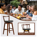 Costway Swivel Counter Height Bar Stool 26'' Upholstered PU Leather Hollow Backrest