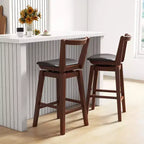 Costway Swivel Counter Height Bar Stool 26'' Upholstered PU Leather Hollow Backrest