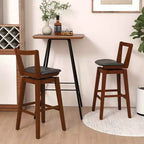 Costway Swivel Counter Height Bar Stool 26'' Upholstered PU Leather Hollow Backrest