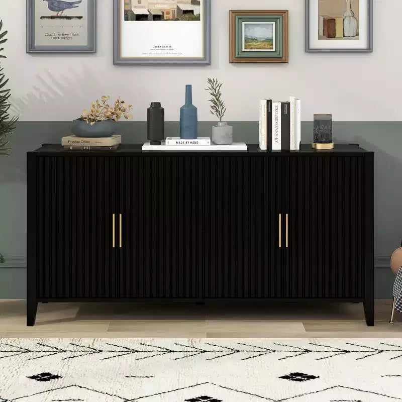 Credenza Caratteristica in Legno, Armadietto Contenitore con Maniglie in Metallo per Corridoio, Ingresso, Soggiorno, Camera da Letto - ModernLuxe