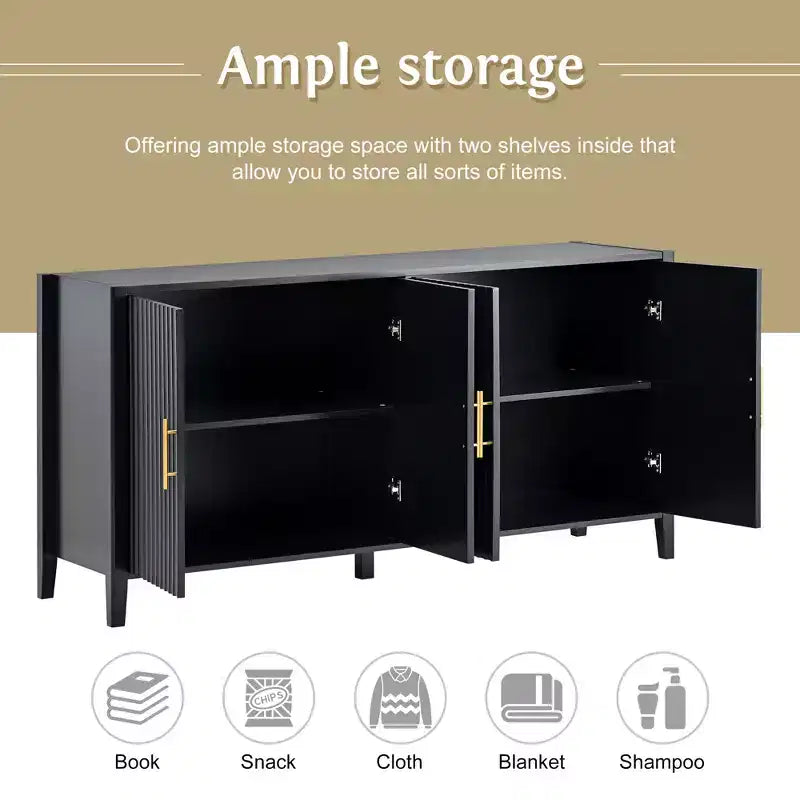 Credenza Caratteristica in Legno, Armadietto Contenitore con Maniglie in Metallo per Corridoio, Ingresso, Soggiorno, Camera da Letto - ModernLuxe