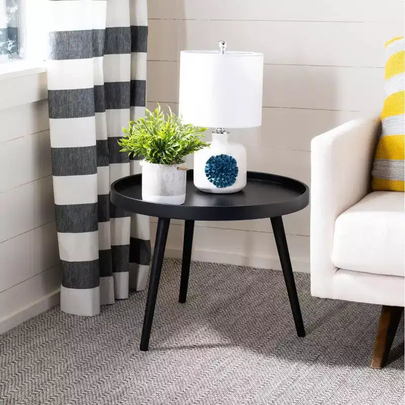 Fritz Round Tray Top Side Table - ACC4204A - Black - Safavieh