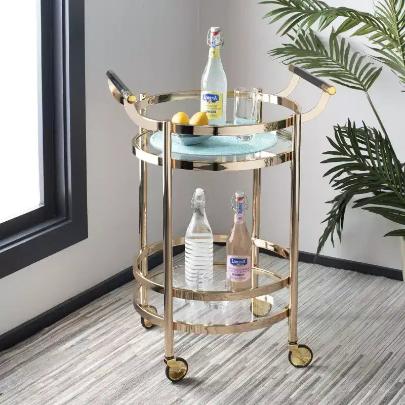 Sienna 2 Tier Round Bar Cart - BCT8001 - Safavieh