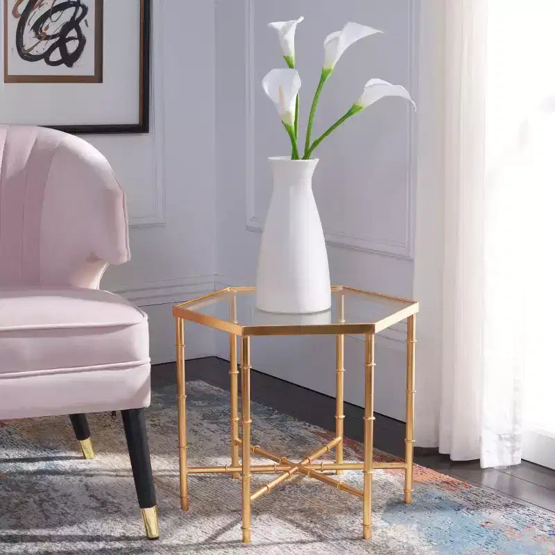 Kerri Accent Table - FOX2517B - Gold/Clear - Safavieh Couture