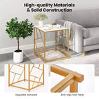 Costway 19.5'' Side Table Square Bedside Sofa Accent Coffee Table with Tempered Glass Top