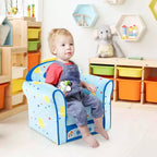 Costway Divano per Bambini Poltrona Imbottita per Bambini Telaio in Legno Divanetto per Bambini Blu