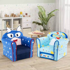 Costway Divano per Bambini Poltrona Imbottita per Bambini Telaio in Legno Divanetto per Bambini Blu