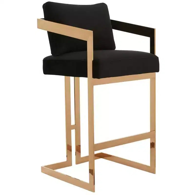 Taraji Velvet Barstool - KNT7027 - Giotto Black - Safavieh Couture