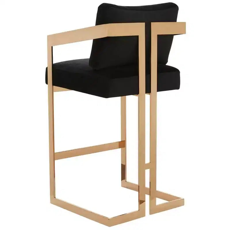 Taraji Velvet Barstool - KNT7027 - Giotto Black - Safavieh Couture