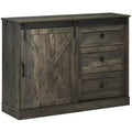 HOMCOM Farmhouse Coffee Bar Cabinet, Kitchen Sideboard, Buffet Cabinet with Sliding Barn Door and 3 Storage Drawers for Living Room