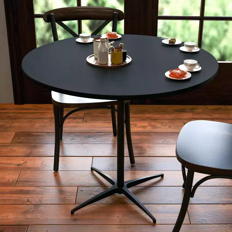 Emma and Oliver 36 Round Wood Cocktail Table with 30 and 42 Columns