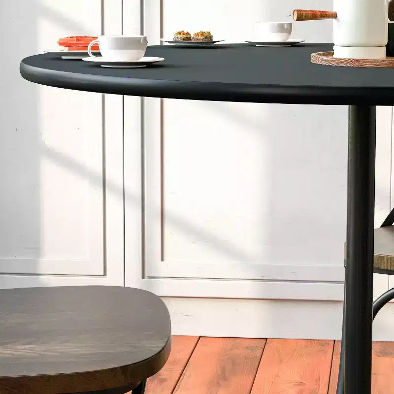 Emma and Oliver 36 Round Wood Cocktail Table with 30 and 42 Columns