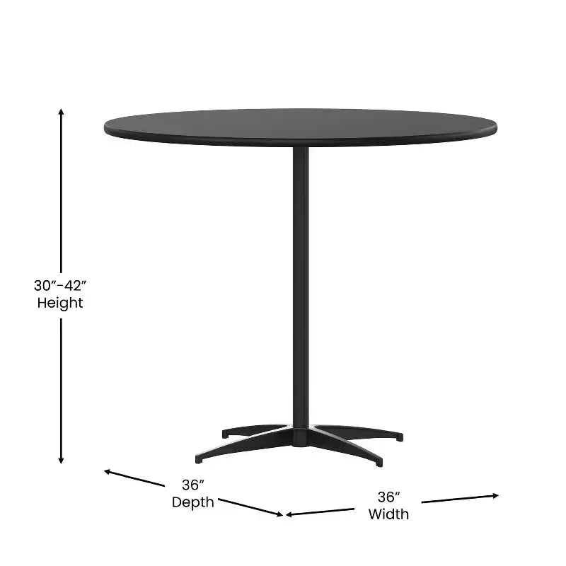 Emma and Oliver 36 Round Wood Cocktail Table with 30 and 42 Columns