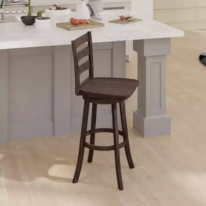 Emma and Oliver Classic Ladderback Counter Height Dining Stool with Wood Seat
