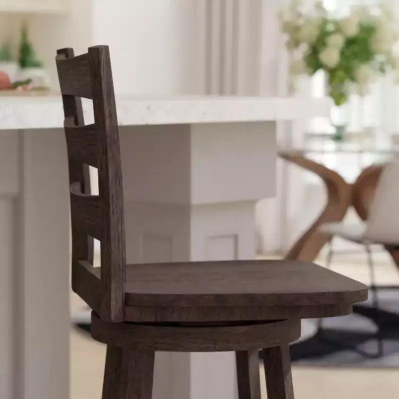Emma and Oliver Classic Ladderback Counter Height Dining Stool with Wood Seat