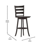 Emma and Oliver Classic Ladderback Counter Height Dining Stool with Wood Seat
