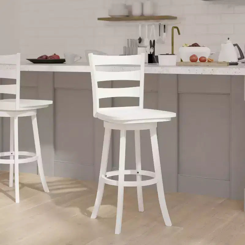 Emma and Oliver Classic Ladderback Counter Height Dining Stool with Wood Seat