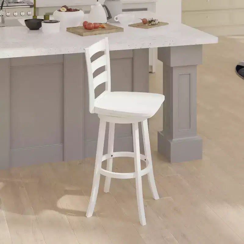 Emma and Oliver Classic Ladderback Counter Height Dining Stool with Wood Seat