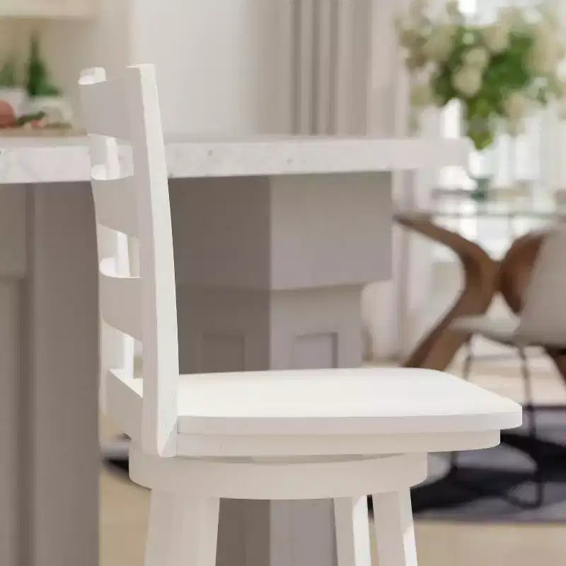 Emma and Oliver Classic Ladderback Counter Height Dining Stool with Wood Seat