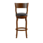 Emma and Oliver Classic Pub Style Swivel Wooden Barstool with Padded Faux Leather Seat