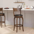 Emma and Oliver Classic Pub Style Swivel Wooden Barstool with Padded Faux Leather Seat