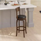 Emma and Oliver Classic Pub Style Swivel Wooden Barstool with Padded Faux Leather Seat