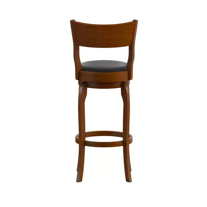 Emma and Oliver Classic Pub Style Swivel Wooden Barstool with Padded Faux Leather Seat