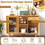 Madia credenza Costway mobiletto in rattan con ante scorrevoli e cassetto portaoggetti