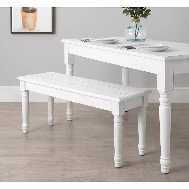 Kate and Laurel Cates Rectangle Wood Bench, 42x14x19, White